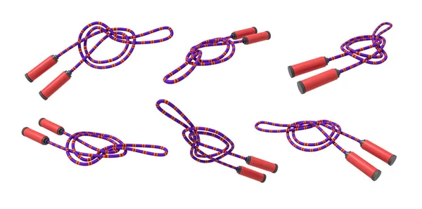 3d renderização de conjunto de cordas de salto isolado no fundo branco — Fotografia de Stock