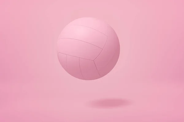 3D крупним планом візуалізація світло-рожевого волейболу, що підстрибує на світло-рожевому тлі . — стокове фото
