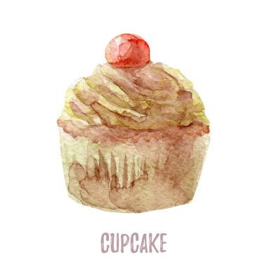 Suluboya el çekilmiş cupcake Davetiyeler, kartları, akşam yemekleri ve menü şablonlar için mükemmel.