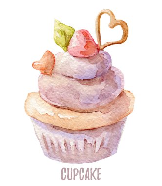 Suluboya el çekilmiş cupcake Davetiyeler, kartları, akşam yemekleri ve menü şablonlar için mükemmel.