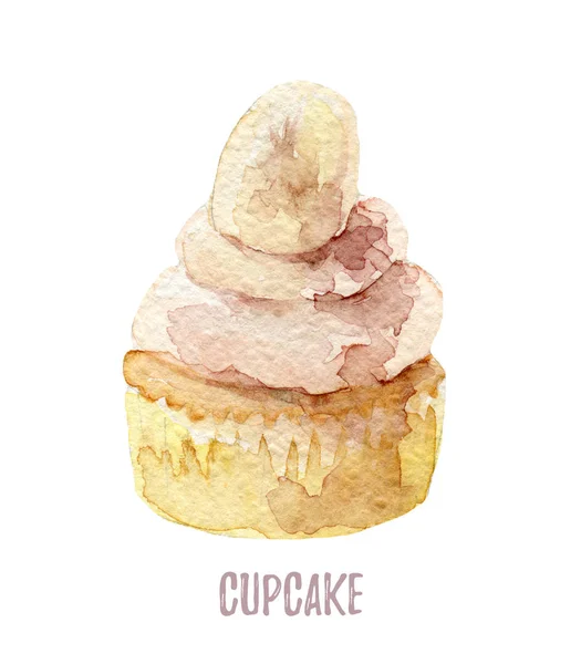 Aquarela mão desenhado cupcake perfeito para convites, cartões, jantares e modelos de menu . — Fotografia de Stock