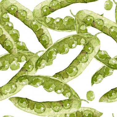 Yeşil bezelye ile suluboya desen