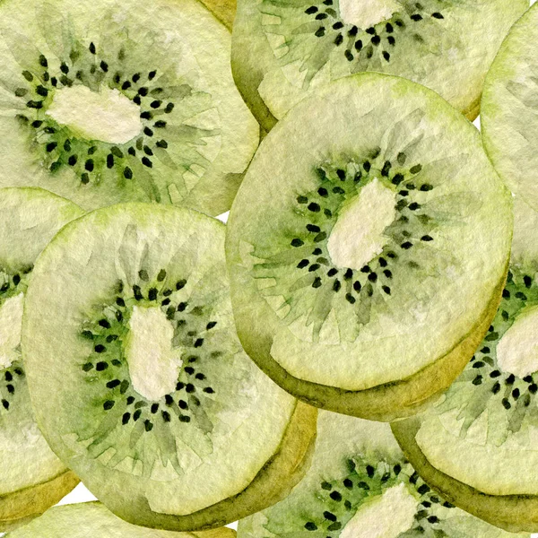 Kiwi padrão sem costura. ilustração desenhada à mão de frutas no fundo branco — Fotografia de Stock