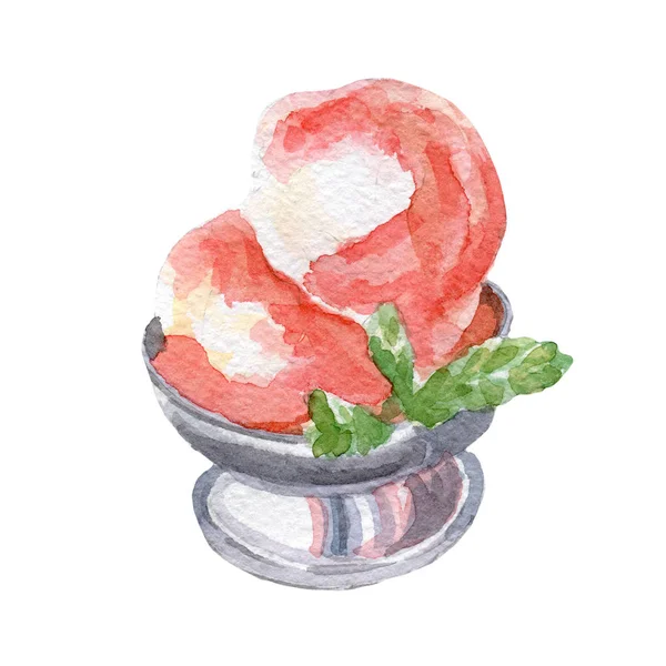 Ice cream illustration. Hand drawn watercolor on white background. — Stock Photo, Image