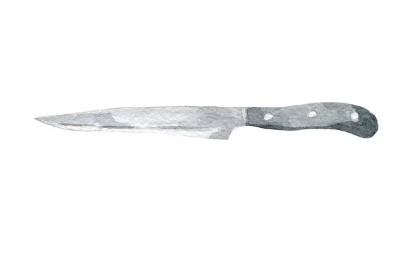 Kitchen knife illustration. Hand drawn watercolor on white background. — Stock Photo, Image