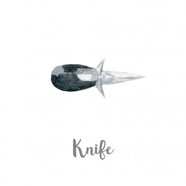 Mutfak bıçak illüstrasyon. Beyaz arka plan üzerine elle çizilmiş suluboya.