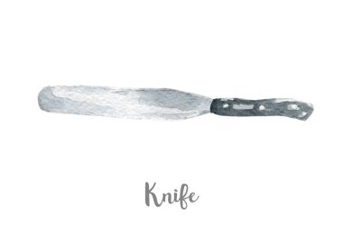 Mutfak bıçak illüstrasyon. Beyaz arka plan üzerine elle çizilmiş suluboya.