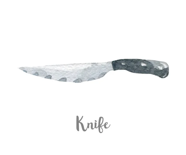 Kitchen knife illustration. Hand drawn watercolor on white background. — Stock Photo, Image