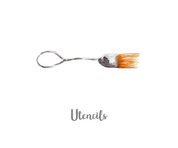 Utensílios de cozinha ilustração utencils. Aquarela desenhada à mão sobre fundo branco . — Fotografia de Stock