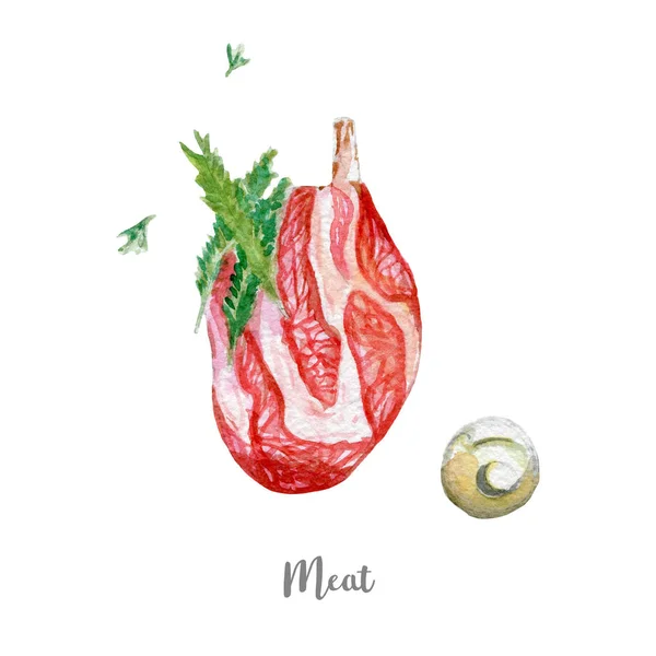 Illustrazione della carne fresca. Acquerello disegnato a mano su sfondo bianco — Foto Stock
