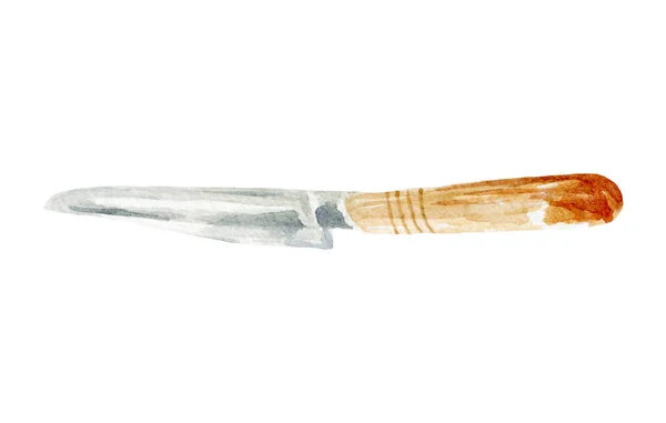Ілюстрація ножа. Рука намальована акварель на білому тлі . — стокове фото