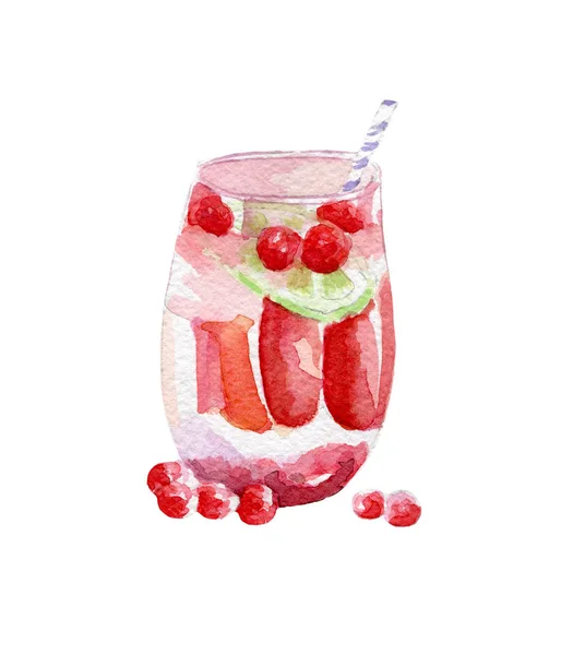 Fräsch drink illustration. Hand dras akvarell på vit bakgrund — Stockfoto