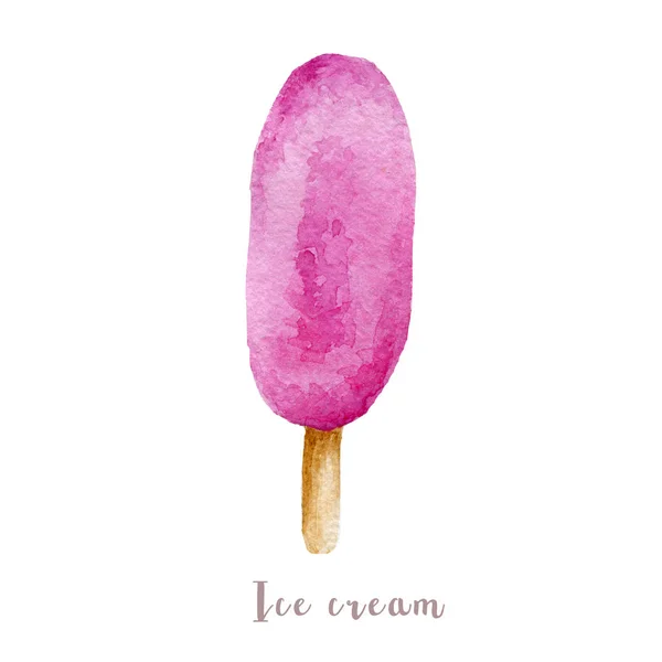 Crème glacée dessinée à la main aquarelle. Illustration isolée de dessert sur fond blanc — Photo