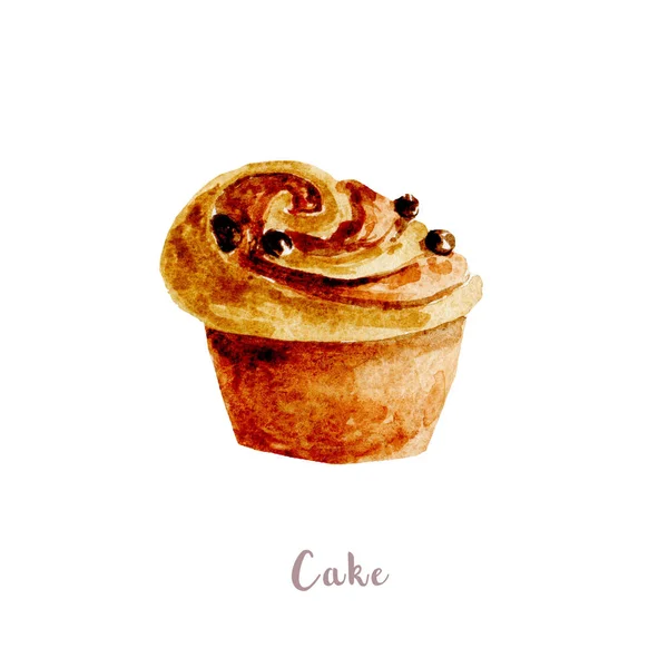 Акварельний ручний пиріг. Ізольована ілюстрація десерту на білому тлі — стокове фото