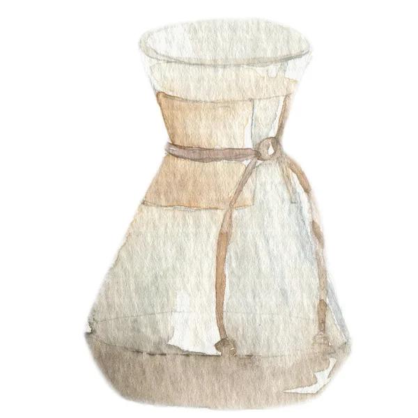 Pote de café tradicional esboço aquarela — Fotografia de Stock
