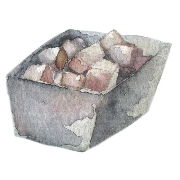 Акварель коричневий цукор ілюстрація ізольована на білому тлі — стокове фото