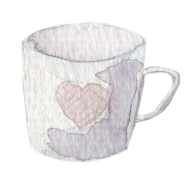 Hand drawn watercolor painted tea cups — Stock Photo, Image