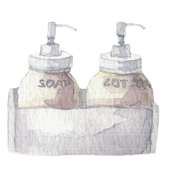 手塗り水彩石鹸液体スパ化粧品 — ストック写真