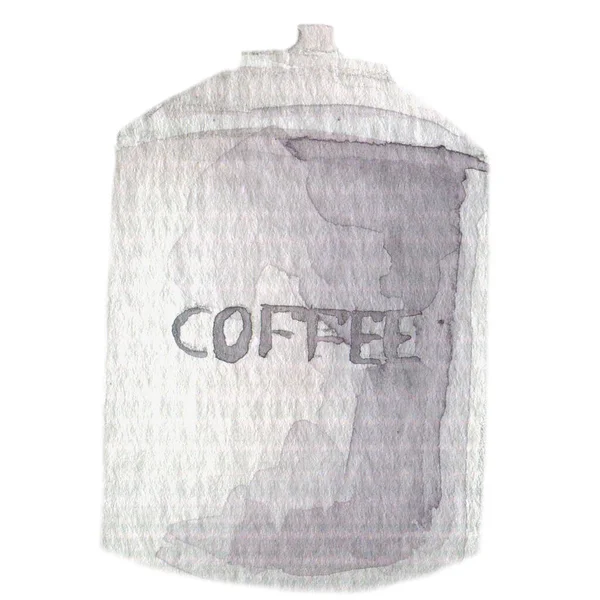 Watercolor Food Clipart - Καφές κανάτα — Φωτογραφία Αρχείου
