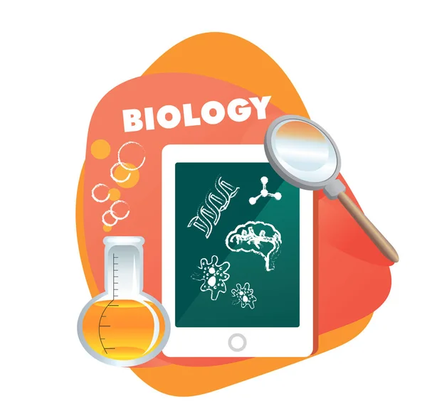 Vector Illustration Online Education Tools Biology — Stock Vector