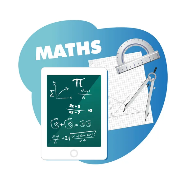 Ilustración Vectorial Herramientas Educación Línea Sobre Matemáticas Ilustraciones de stock libres de derechos