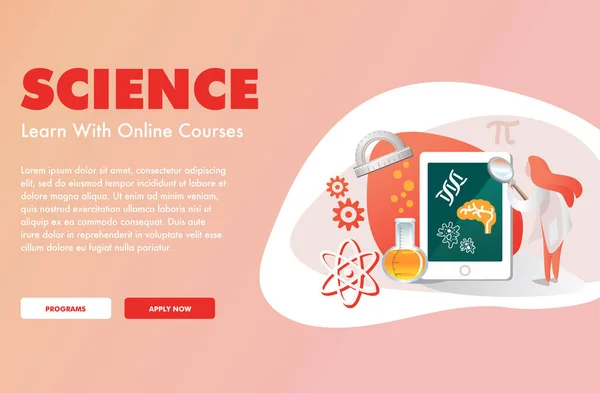 Welcome Page Design Online Science Education Website — Stock Vector