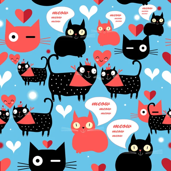 Grafikus minta macska szerelmesek — Stock Vector