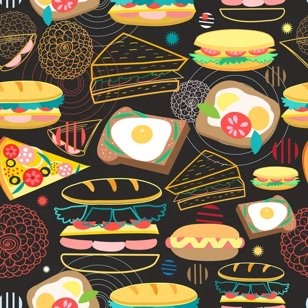 シームレスなベクトル パターン サンドイッチ — ストックベクタ