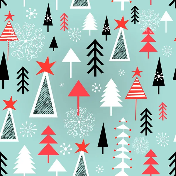 Kerst patroon met bomen — Stockvector