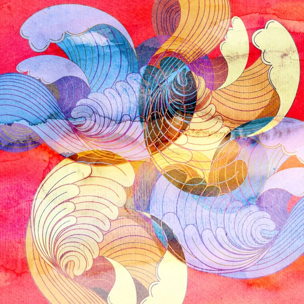 Watercolor Retro multicolored pattern — Stock Photo, Image