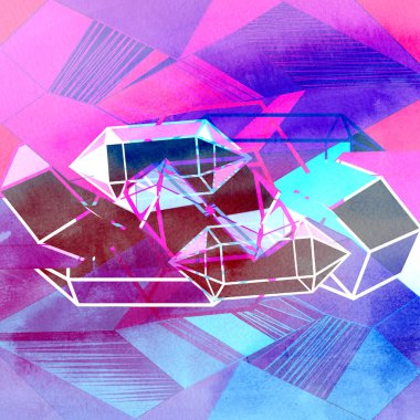 Sulu Boya geometrik arka plan