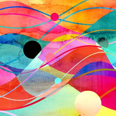 Sulu Boya geometrik arka plan