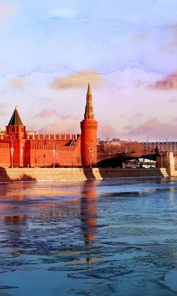Landscape with the Moscow Kremlin — Stock Photo, Image