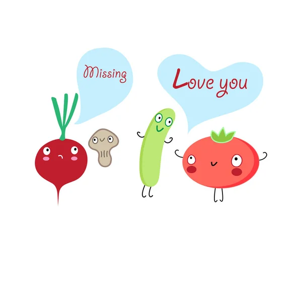 Roliga grönsaker älskare — Stock vektor