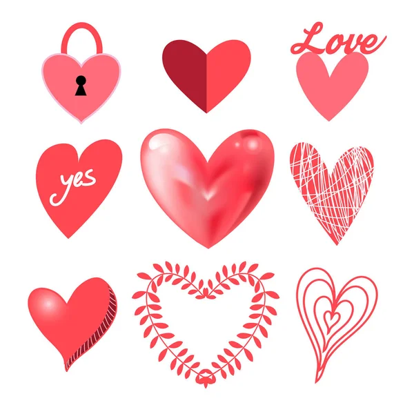 Vector festive collection of hearts — Stock Vector