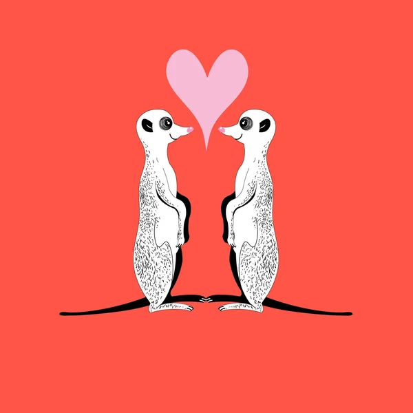 Vector meerkats no amor —  Vetores de Stock