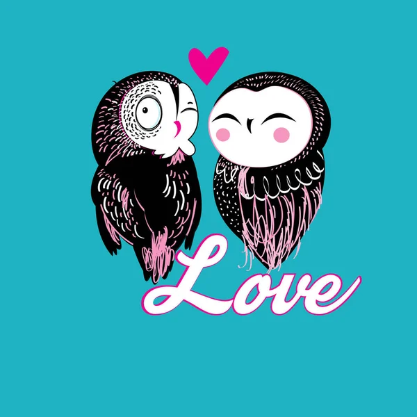 Lovers funny owl — Stock Vector
