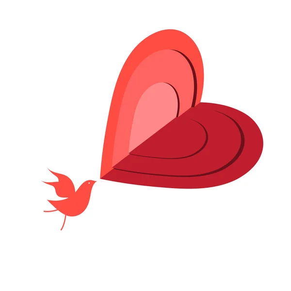 Hermoso pájaro rojo enamorado — Vector de stock