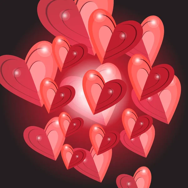 Feestelijke lichte achtergrond met rode harten — Stockvector