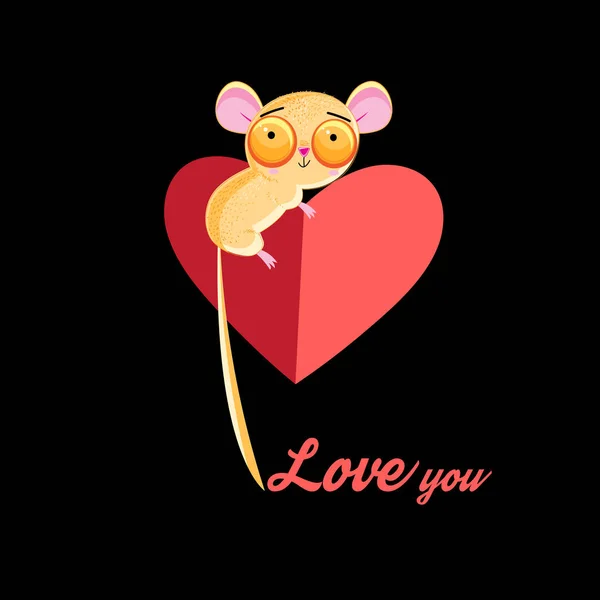 Loving little tarsier with a heart — Stock Vector