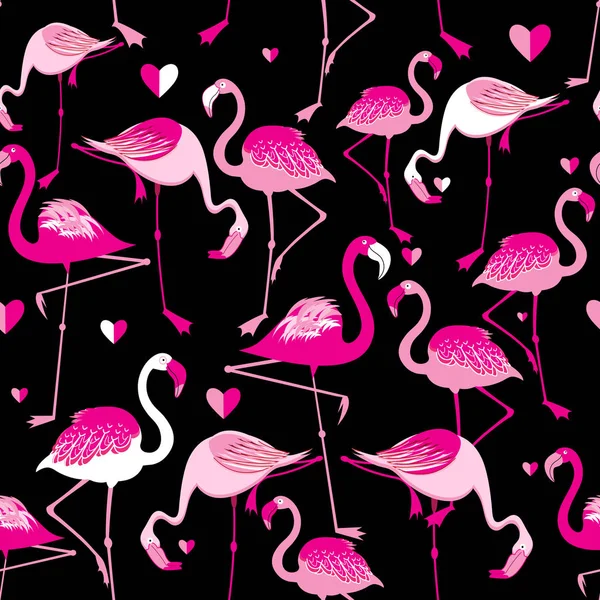 Seamless pattern from pink flamingos — Stock Vector