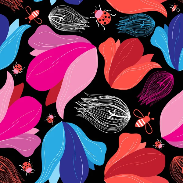 明るい花柄 — ストックベクタ