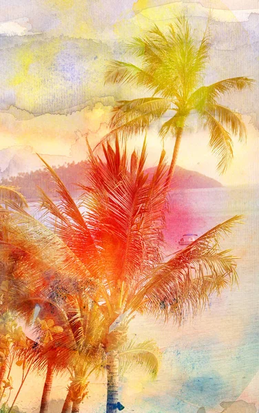 Retro foto van palmbomen — Stockfoto