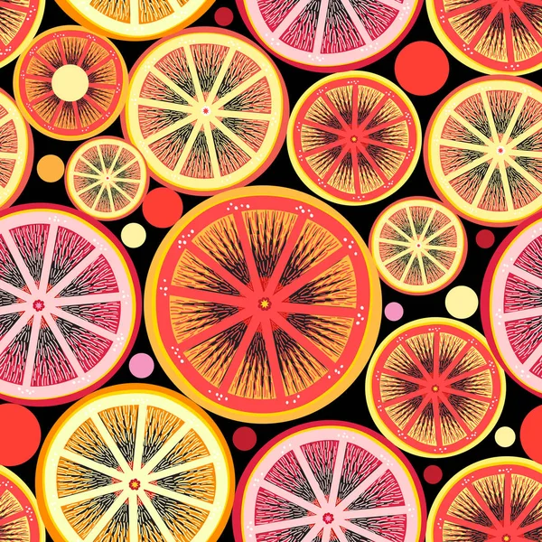 オレンジやレモンのスライスのグラフィック パターン — ストックベクタ