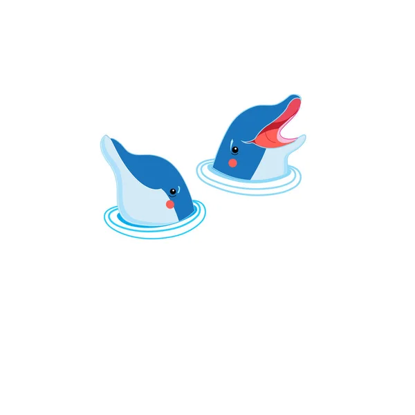 Ikonok a boldog delfin portré — Stock Vector