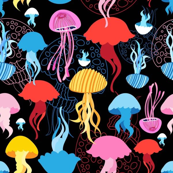 Seamless pattern with jellyfish — Stock Vector