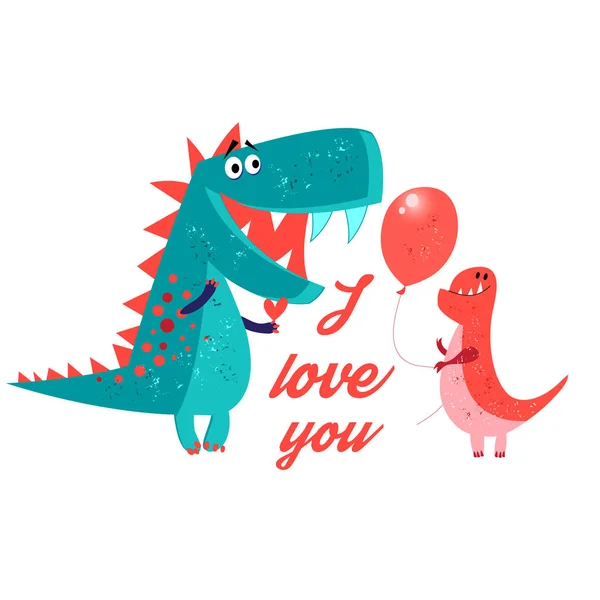 Vector brillante dinosaurio amoroso enamorado — Archivo Imágenes Vectoriales