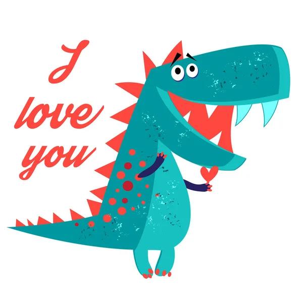 Vecteur dinosaure lumineux amoureux amoureux amoureux — Image vectorielle