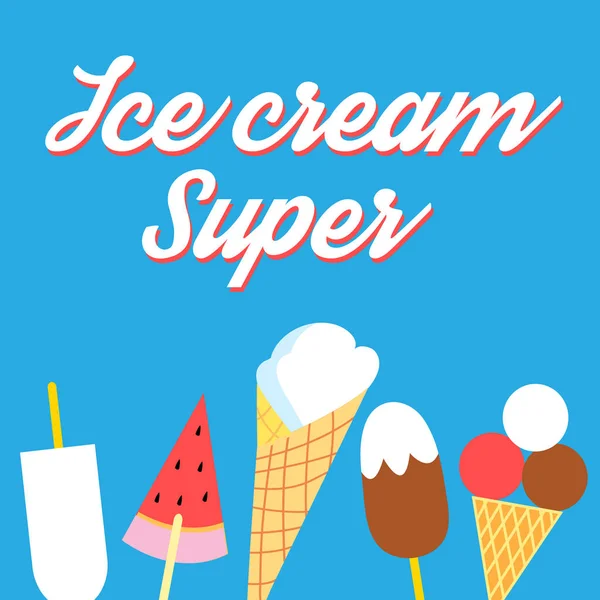 Vector super delicioso cartel de helado — Vector de stock