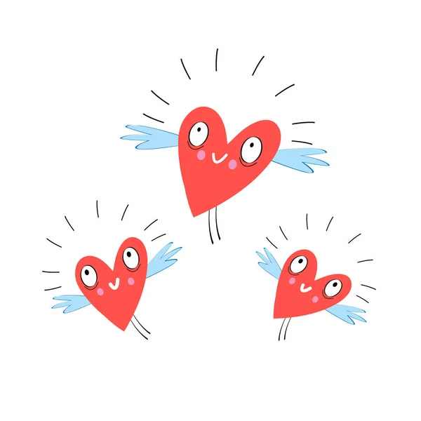 Vektor lustige fliegende Herzen — Stockvektor